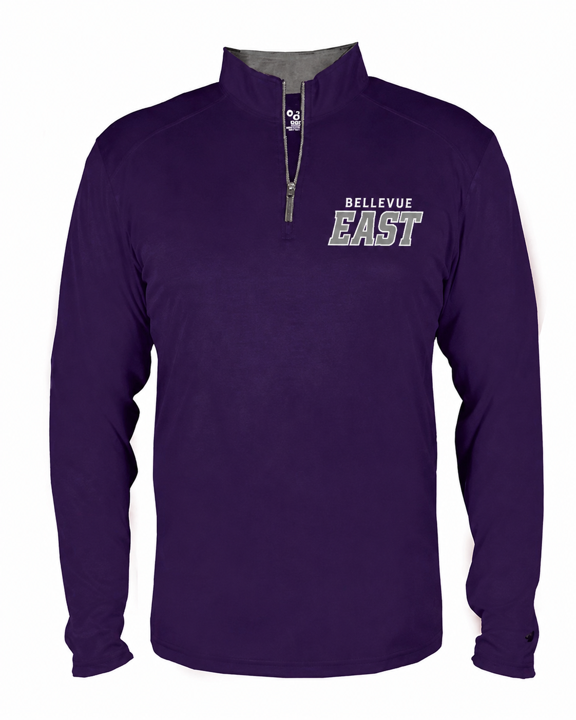 Bellevue East logo quarter-zip pullover, purple