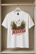 Nebraska The Corn Life football t-shirt, white in closet 